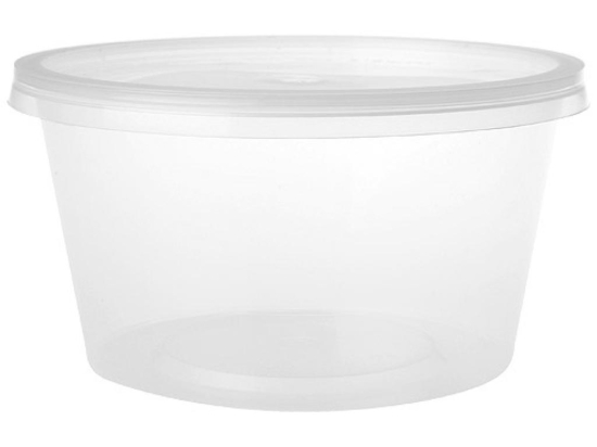Pot rond PP transparent 450 ml avec couvercle [120xx120] [250] (saladier bol)