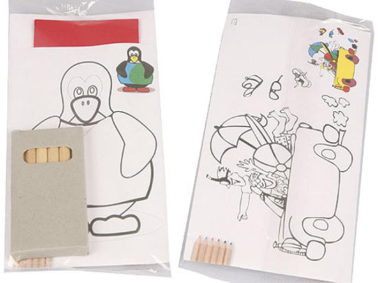 Etui pour couverts enfant avec boite crayon de couleur et serviette rouge [200x85x85] [600]