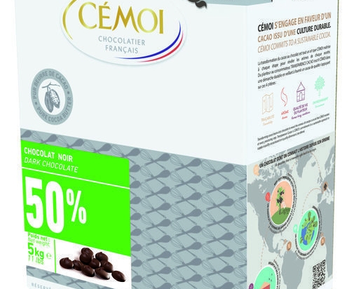 Chocolat noir 50% de cacao palets boite 5 kg CEMOI