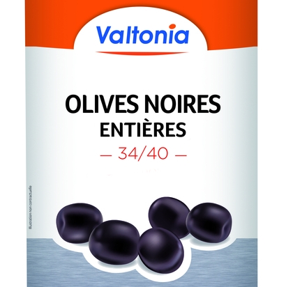 Olives noires entieres 34/40 boite 5/1 VALTONIA
