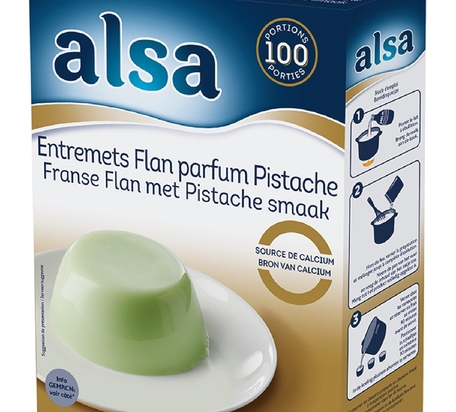 Preparation entremet flan pistache boite 830G Alsa