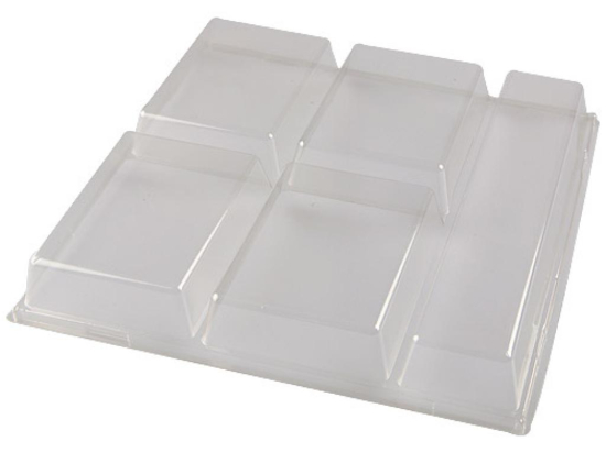 Couvercle PET pour plateau "luxe" 6 compartiments 0915031/C [323x320x40] [50]