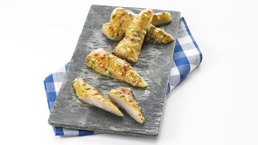 Aiguillettes merlu blanc marine epices douces (38/45G/5KG) - Surgele