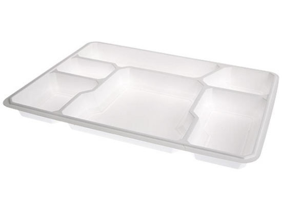Plateau "Eco light" PS blanc 6 compartiments [371x271x34] [150 (6x25)]