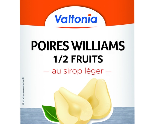 Poire William demi fruit siropp leger boite4/4 Valtonia
