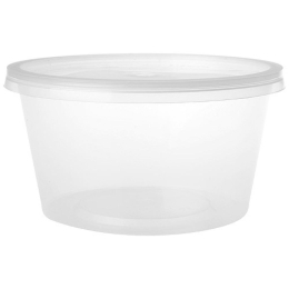 Pot rond PP transparent 450 ml avec couvercle [120xx120] [250] (saladier bol)
