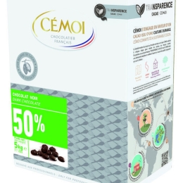 Chocolat noir 50% de cacao palets boite 5 kg CEMOI