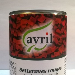 Betteraves rouges assaisonnees cubes boite 4/4 AVRIL