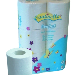 Papier toilette en rouleau domestique 200 formats Ouatinelle GLOBAL HYGIENE (96 rlx)