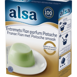Preparation entremet flan pistache boite 830G Alsa