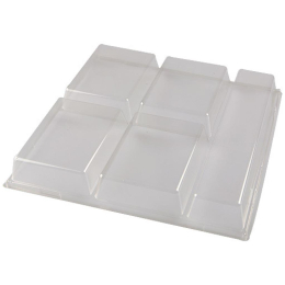 Couvercle PET pour plateau "luxe" 6 compartiments 0915031/C [323x320x40] [50]