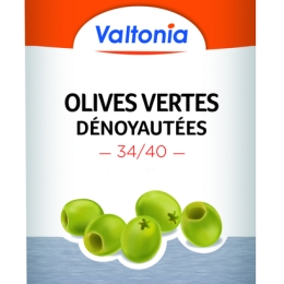 Olives vertes denoyautees 34/40 boite 5/1 VALTONIA